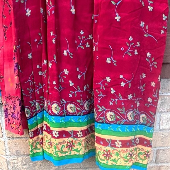 2 PositiveAttitude VTG FLORAL maxi dresses pintuck pleats ORANGE & RED(NWT)SZ 18 - Picture 2 of 12
